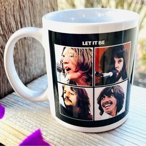 Vintage Beatles Let it Be White Graphic Ceramic Mug Unbranded